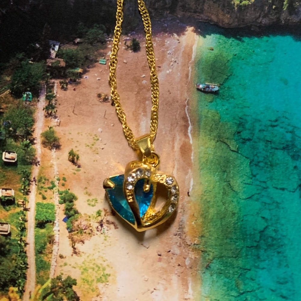18K Gold Plated Sapphire Birthstone Heart Necklace